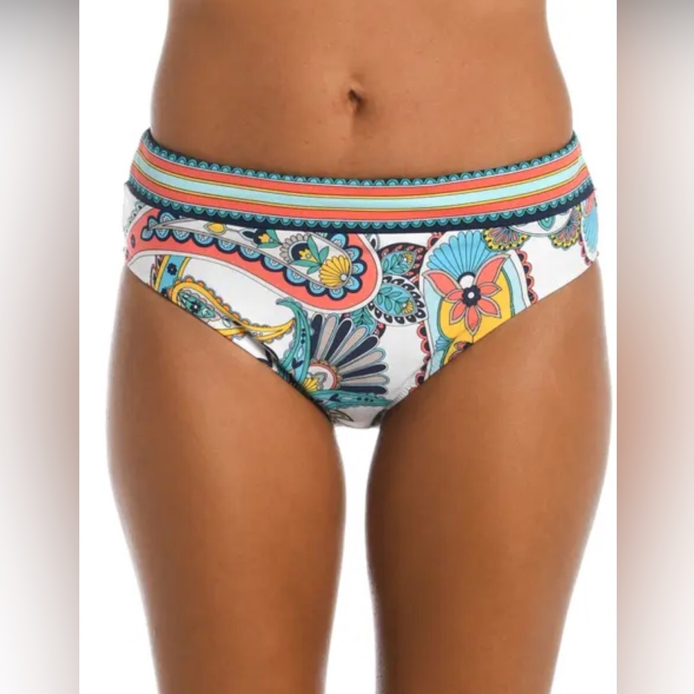 La Blanca Women's Pave The Way Colorful Paisley Hipster Bikini Bottom size 14